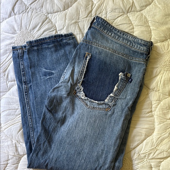 Pilcro Blue Straight Leg Jeans with Distressed Details - Picture 1 of 4
